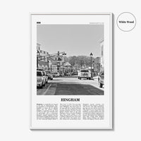 Hingham Print Black and White, Hingham Wall Art, Hingham Poster, Hingham Photo, Hingham Map, Hingham Wall Decor, Massachusetts, USA