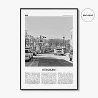 Hingham Print Black and White, Hingham Wall Art, Hingham Poster, Hingham Photo, Hingham Map, Hingham Wall Decor, Massachusetts, USA