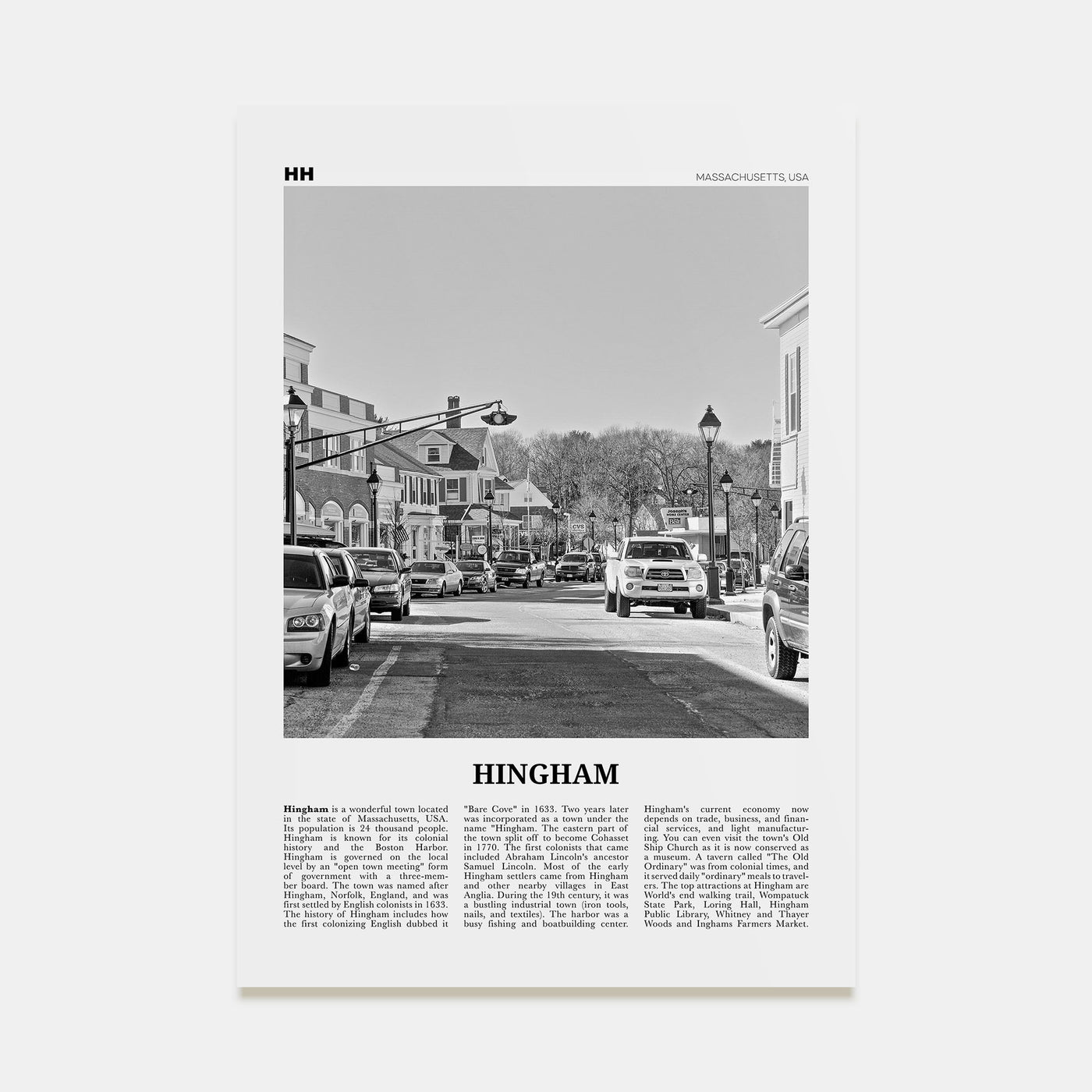 Hingham Travel B&W Poster