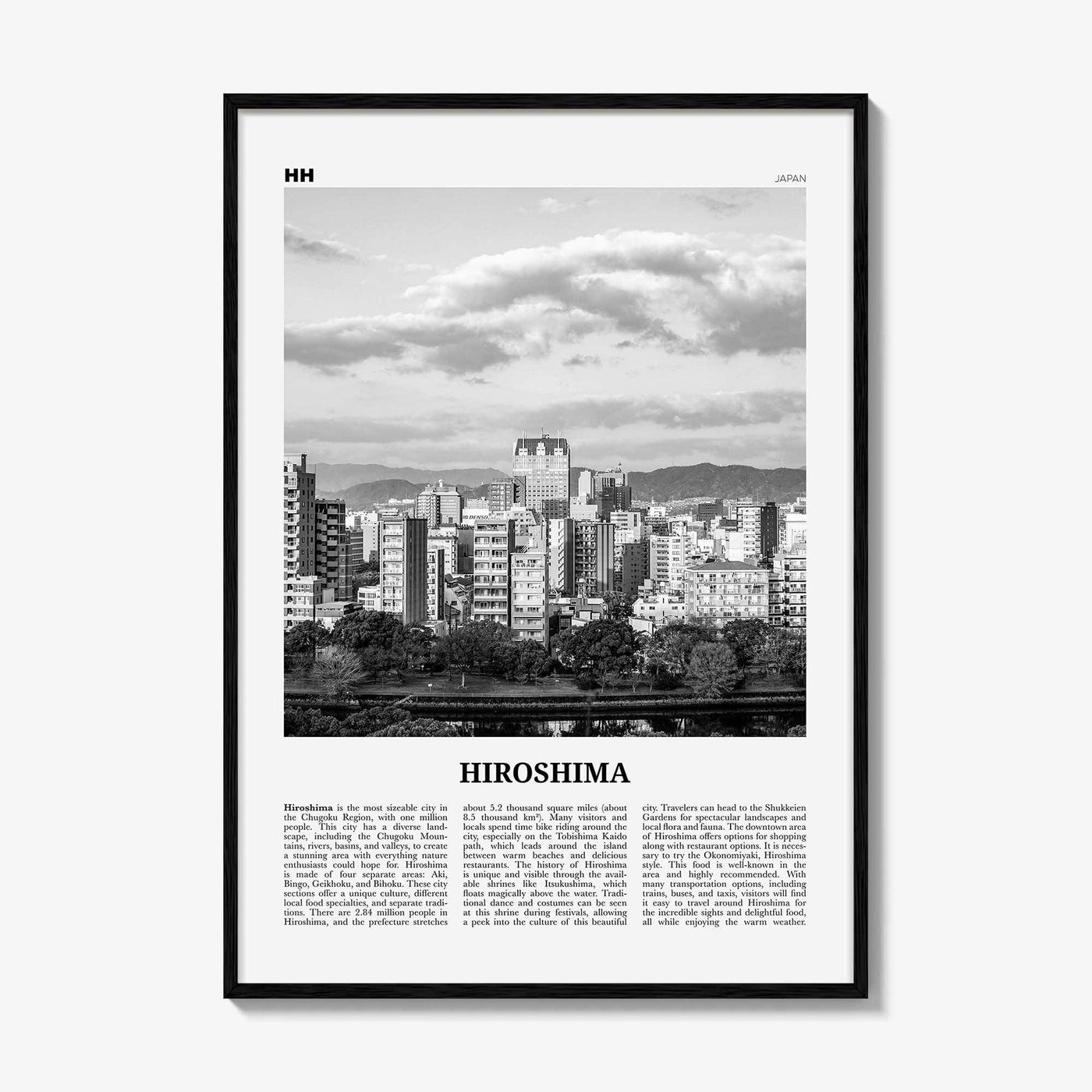 Hiroshima Print Black and White, Hiroshima Wall Art, Hiroshima Poster, Hiroshima Photo, Hiroshima Wall Décor, Hiroshima Map, Japan