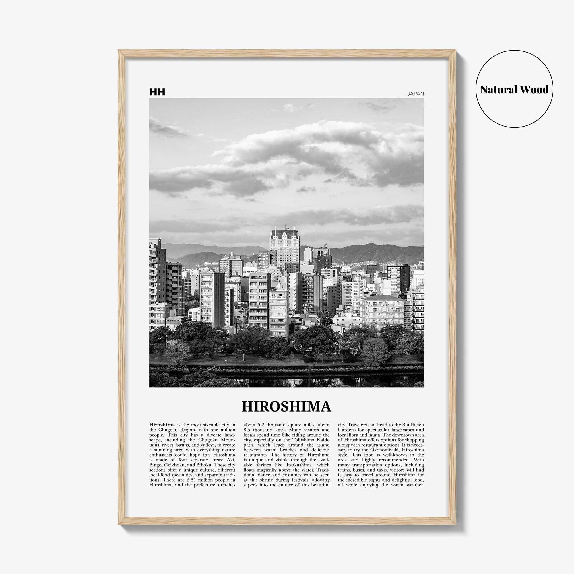 Hiroshima Print Black and White, Hiroshima Wall Art, Hiroshima Poster, Hiroshima Photo, Hiroshima Wall Décor, Hiroshima Map, Japan