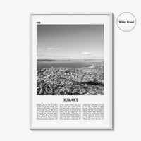 Hobart Print Black and White, Hobart Wall Art, Hobart Poster, Hobart Photo, Hobart Wall Décor, Hobart Map, Tasmania, Australia