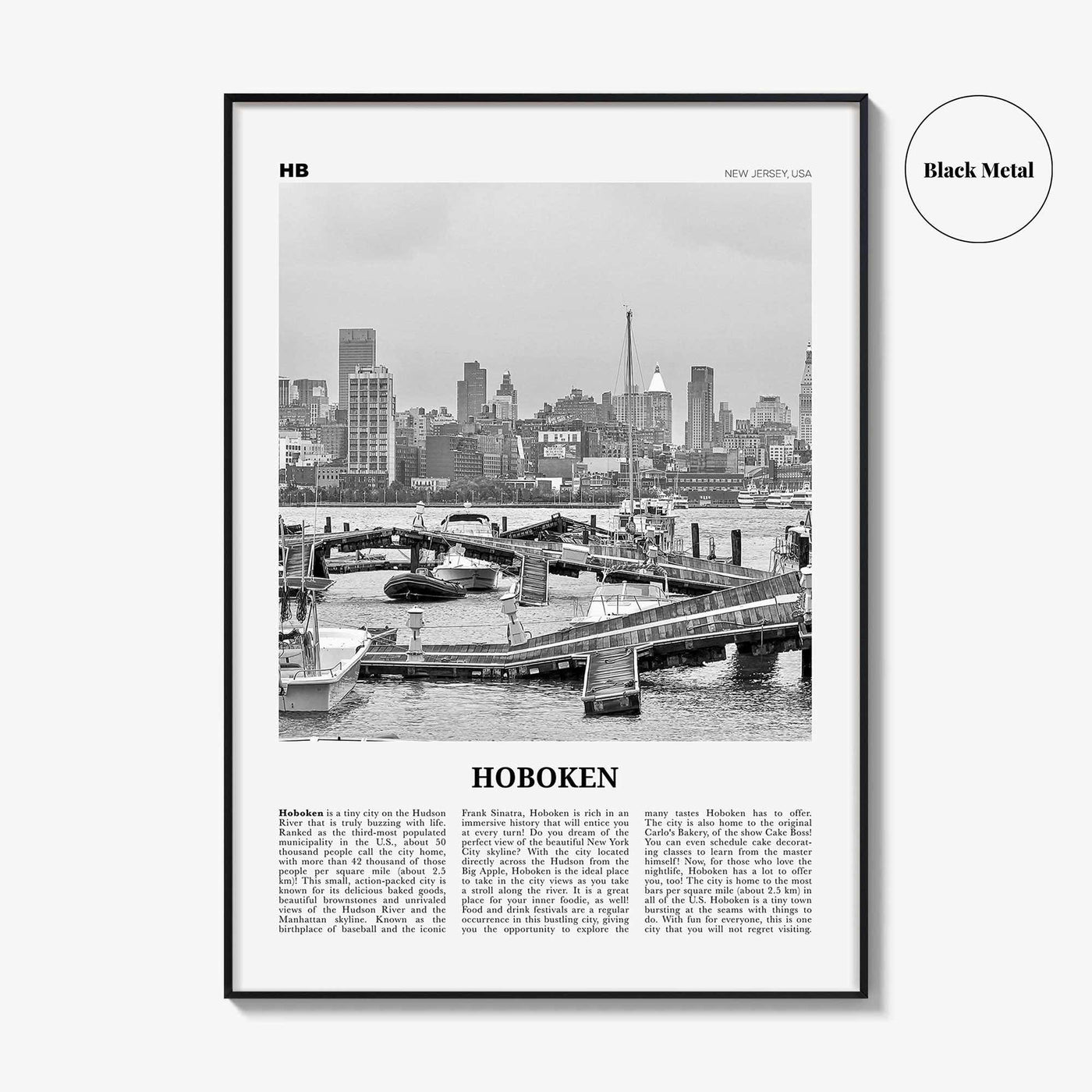 Hoboken Print Black and White No 1, Hoboken Wall Art, Hoboken Poster, Hoboken Photo, Hoboken Décor, New Jersey, USA, United States
