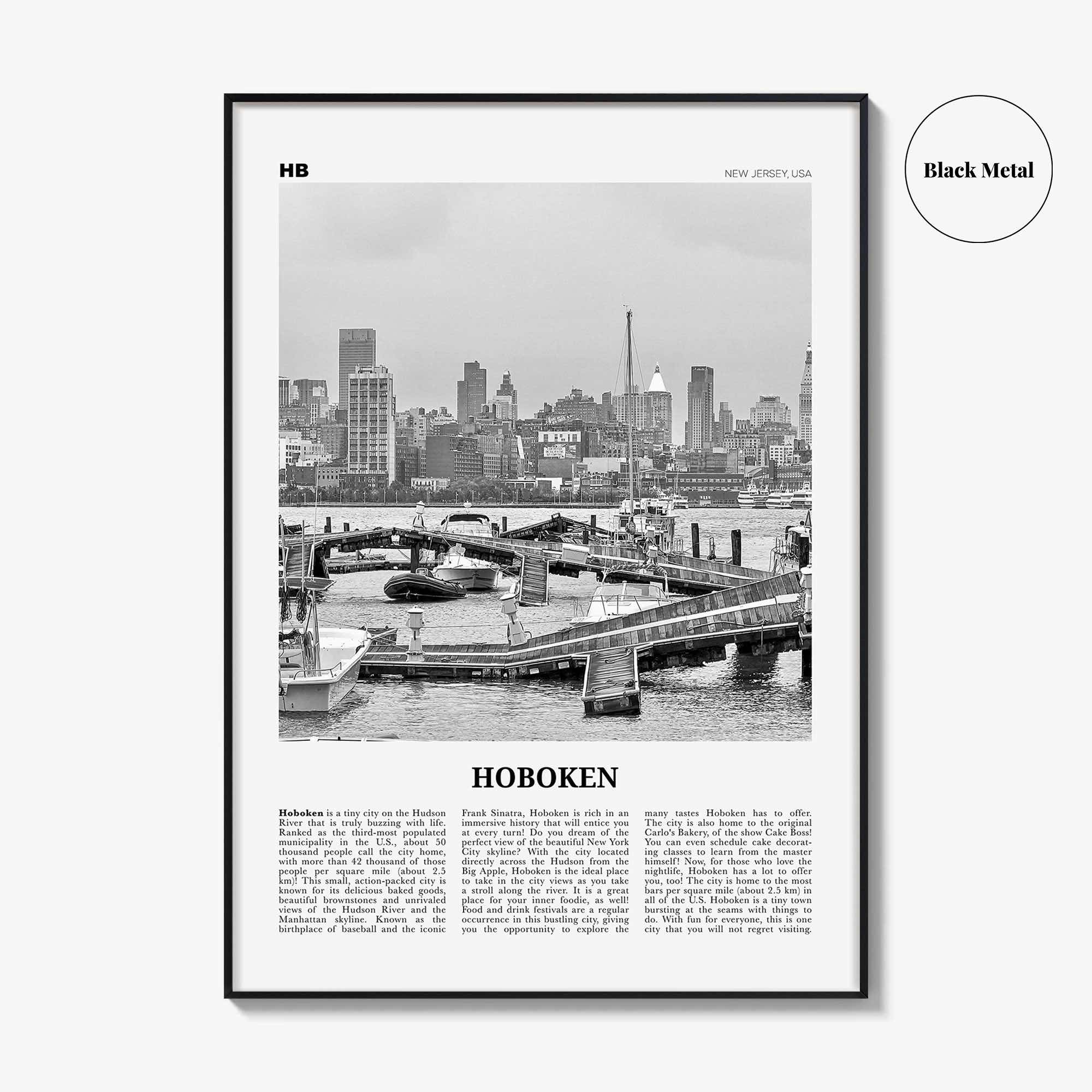 Hoboken Print Black and White No 1, Hoboken Wall Art, Hoboken Poster, Hoboken Photo, Hoboken Décor, New Jersey, USA, United States