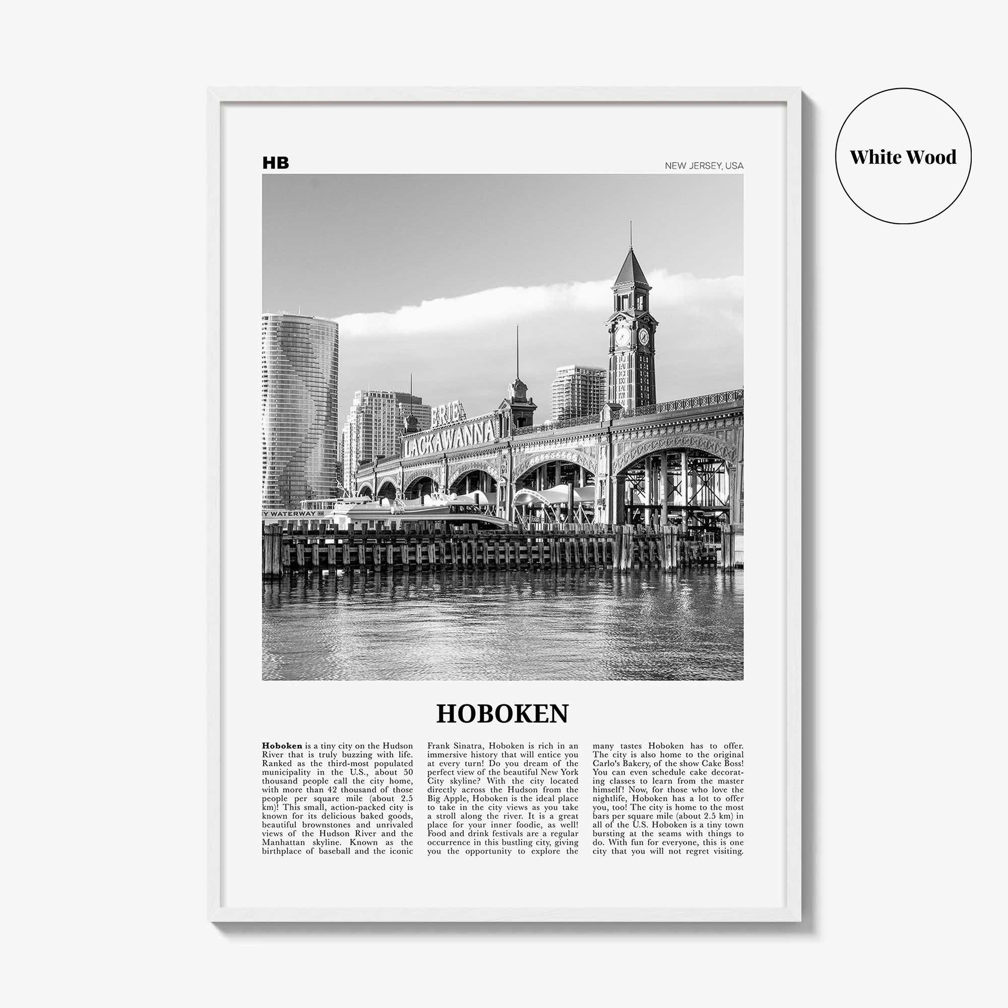 Hoboken Print Black and White No 2, Hoboken Wall Art, Hoboken Poster, Hoboken Photo, Hoboken Décor, New Jersey, USA, United States