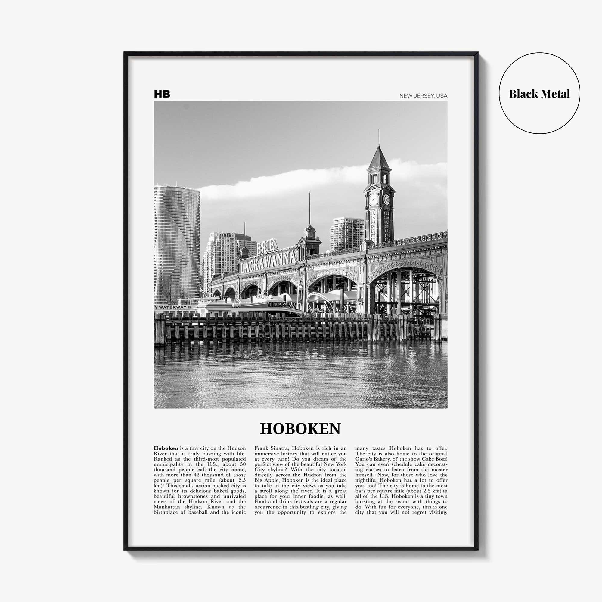 Hoboken Print Black and White No 2, Hoboken Wall Art, Hoboken Poster, Hoboken Photo, Hoboken Décor, New Jersey, USA, United States