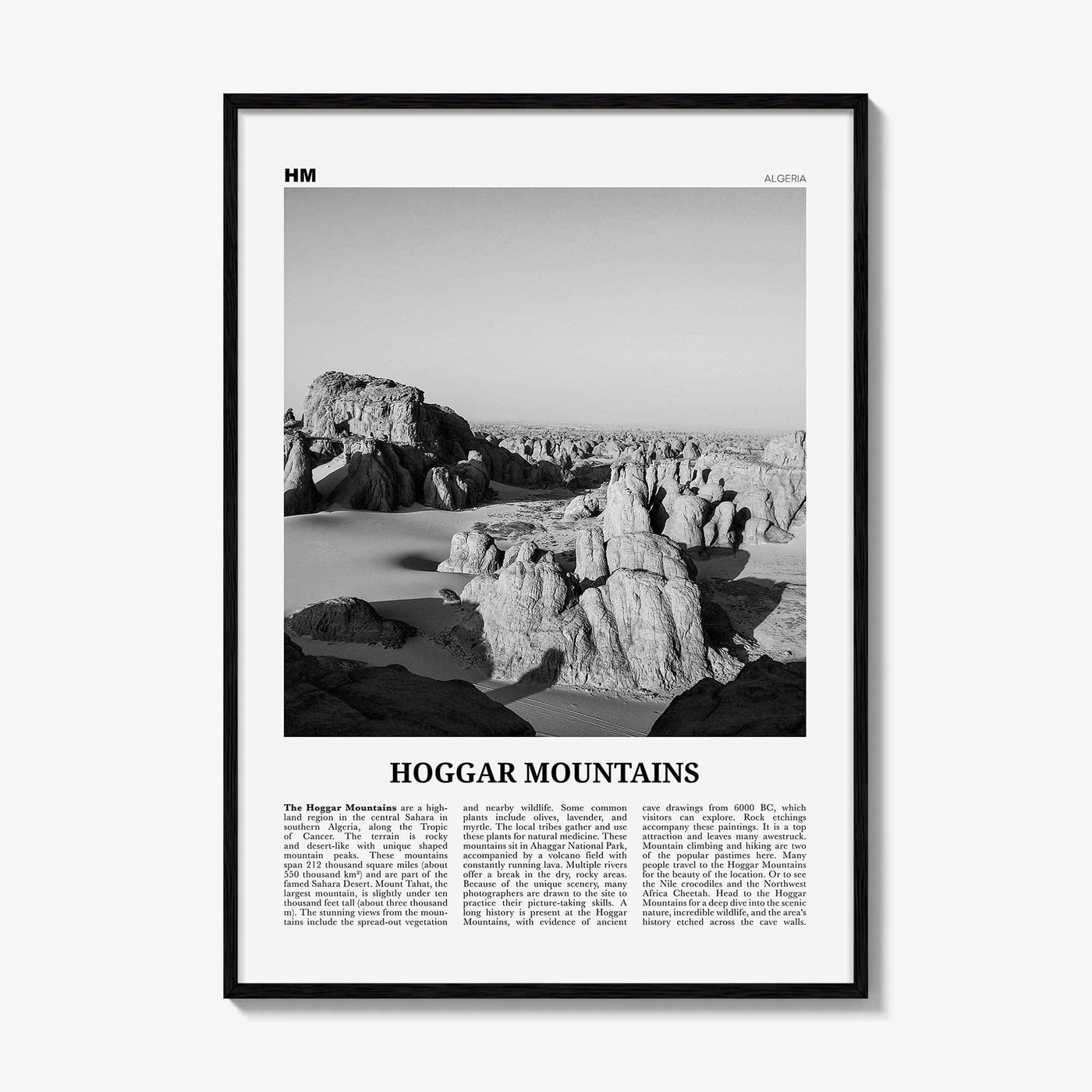 Hoggar Mountains Print Black and White, Hoggar Wall Art, Hoggar Poster, Hoggar Photo, Hoggar Wall Décor, Africa