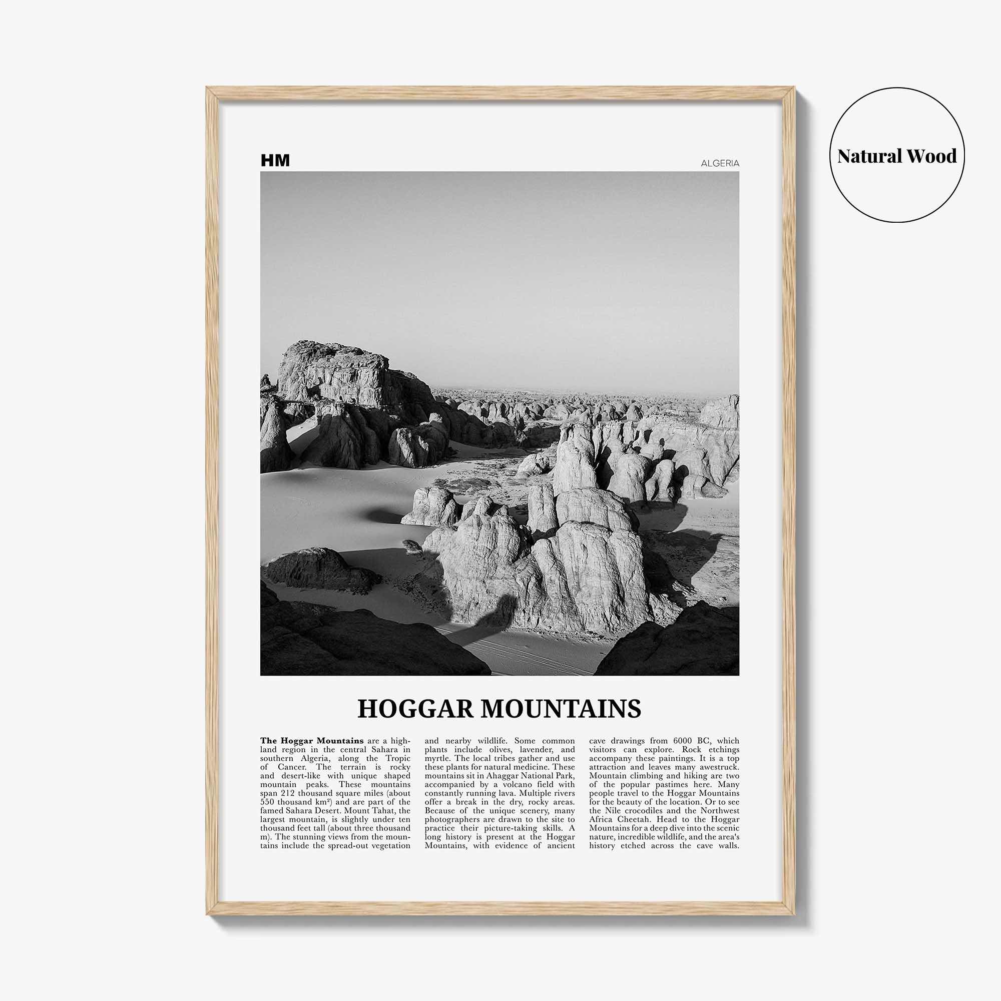 Hoggar Mountains Print Black and White, Hoggar Wall Art, Hoggar Poster, Hoggar Photo, Hoggar Wall Décor, Africa