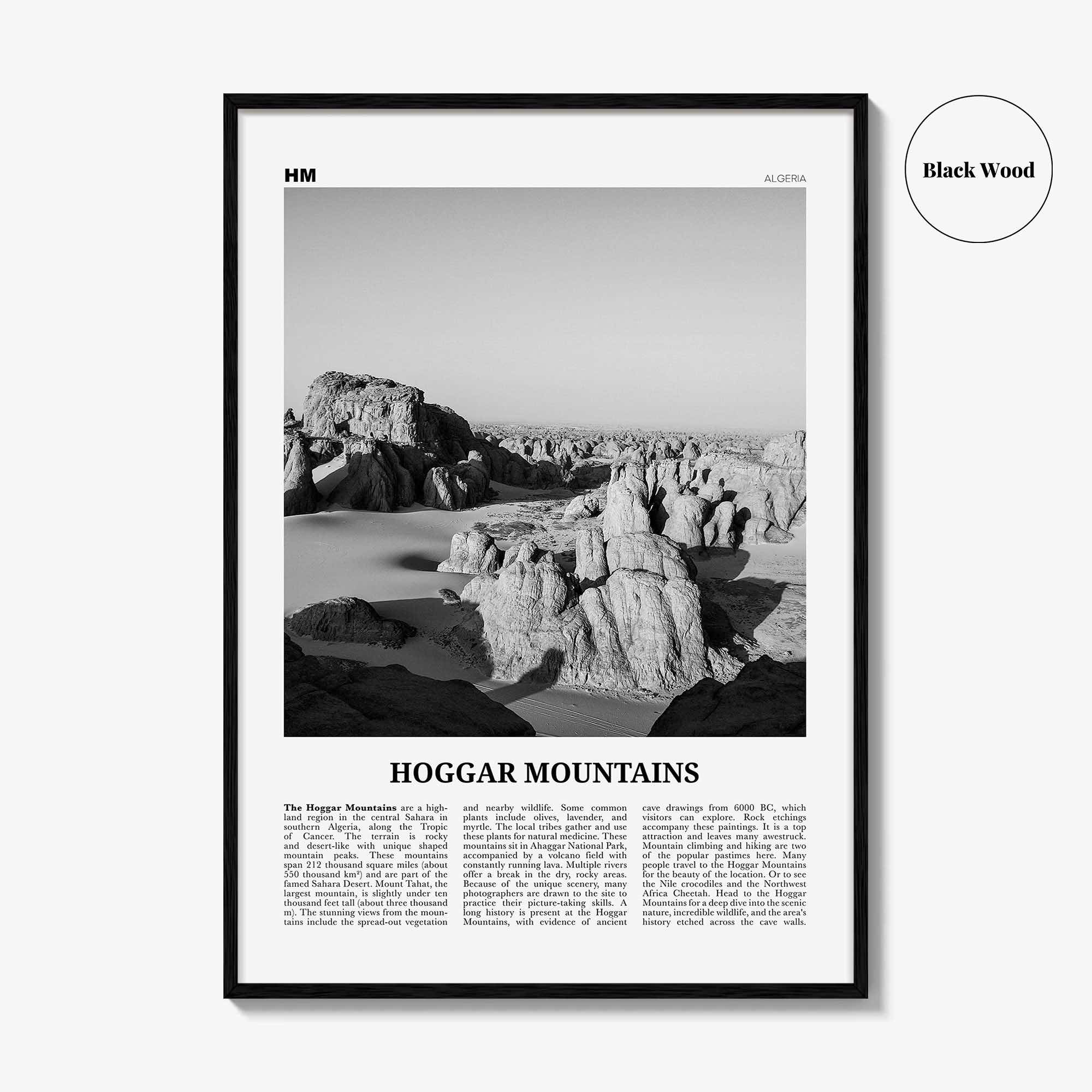 Hoggar Mountains Print Black and White, Hoggar Wall Art, Hoggar Poster, Hoggar Photo, Hoggar Wall Décor, Africa