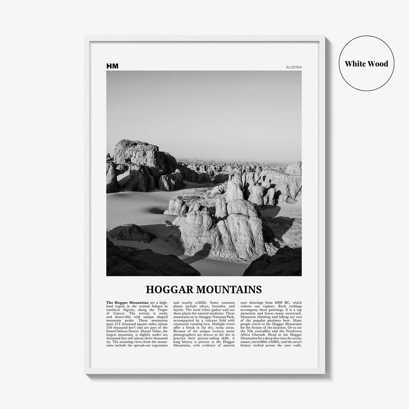 Hoggar Mountains Print Black and White, Hoggar Wall Art, Hoggar Poster, Hoggar Photo, Hoggar Wall Décor, Africa