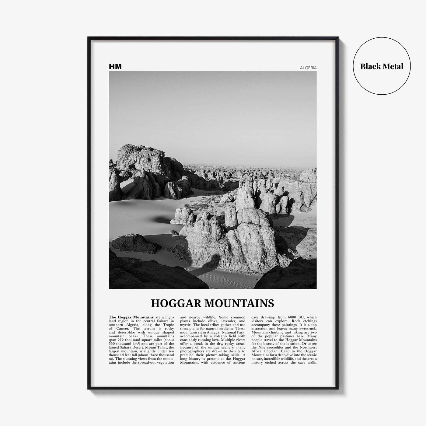 Hoggar Mountains Print Black and White, Hoggar Wall Art, Hoggar Poster, Hoggar Photo, Hoggar Wall Décor, Africa