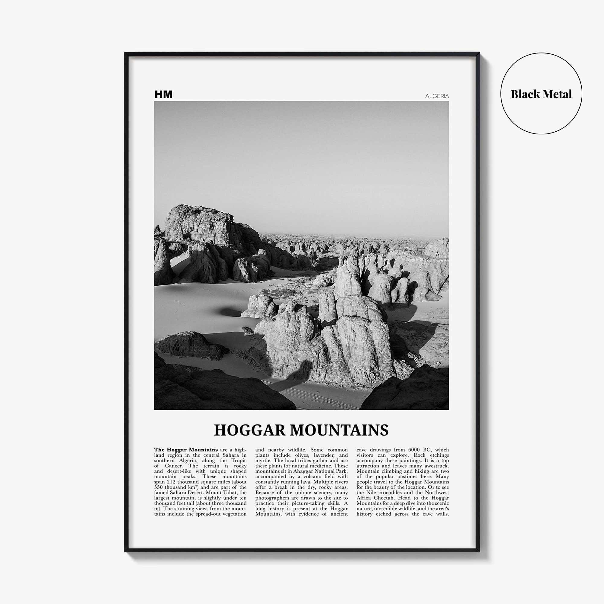 Hoggar Mountains Print Black and White, Hoggar Wall Art, Hoggar Poster, Hoggar Photo, Hoggar Wall Décor, Africa