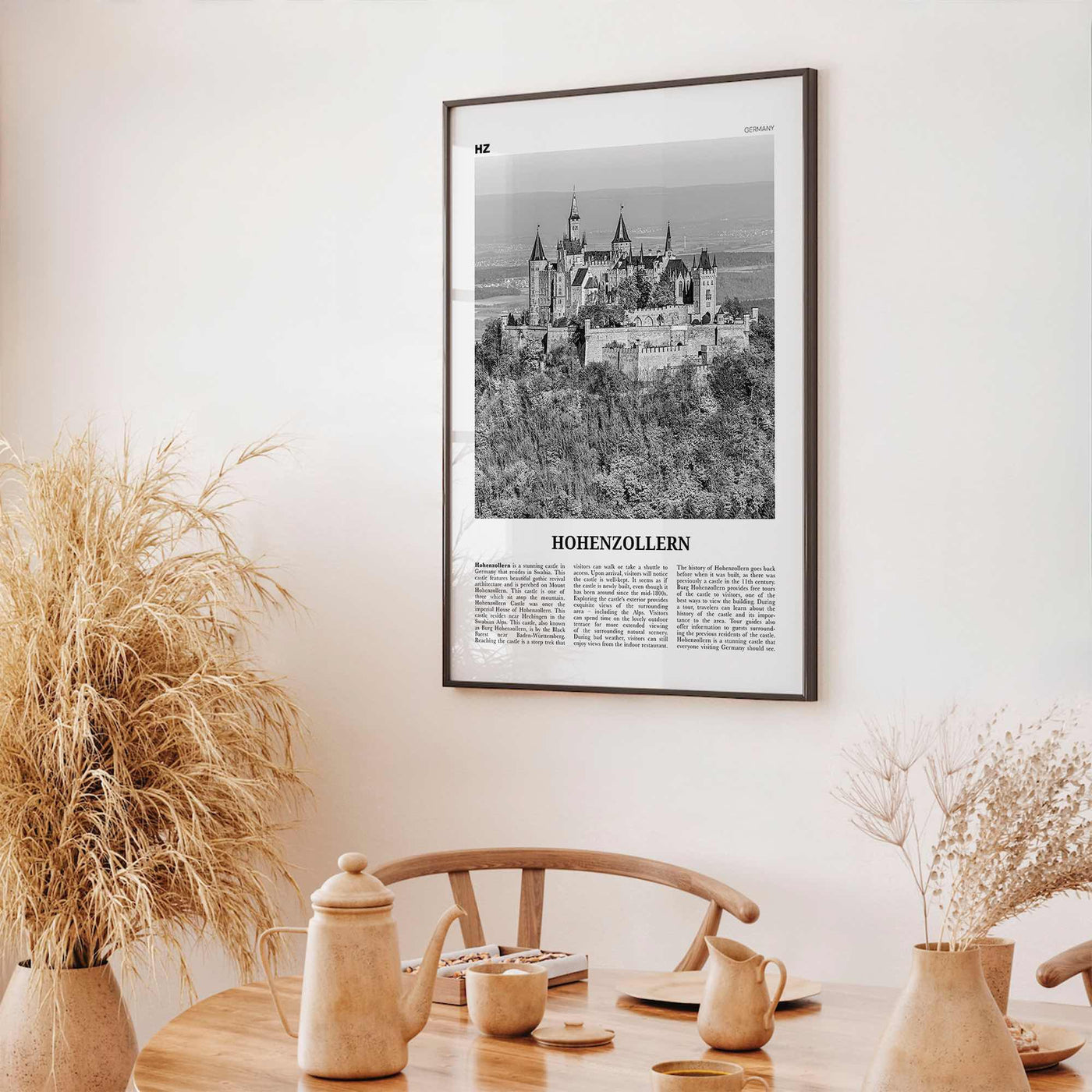 Hohenzollern Print Black and White, Hohenzollern Wall Art Hohenzollern Poster Hohenzollern Photo Hohenzollern Décor Hohenzollern Map Germany