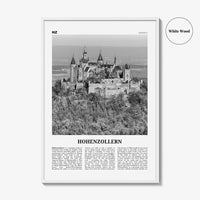 Hohenzollern Print Black and White, Hohenzollern Wall Art Hohenzollern Poster Hohenzollern Photo Hohenzollern Décor Hohenzollern Map Germany