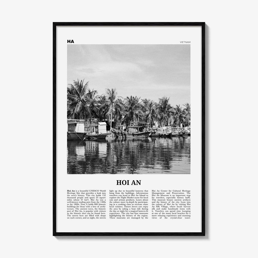 Hoi An Print Black and White, Hoi An Wall Art, Hoi An Poster, Hoi An Photo, Hoi An Wall Décor, Hoi An Map, Vietnam