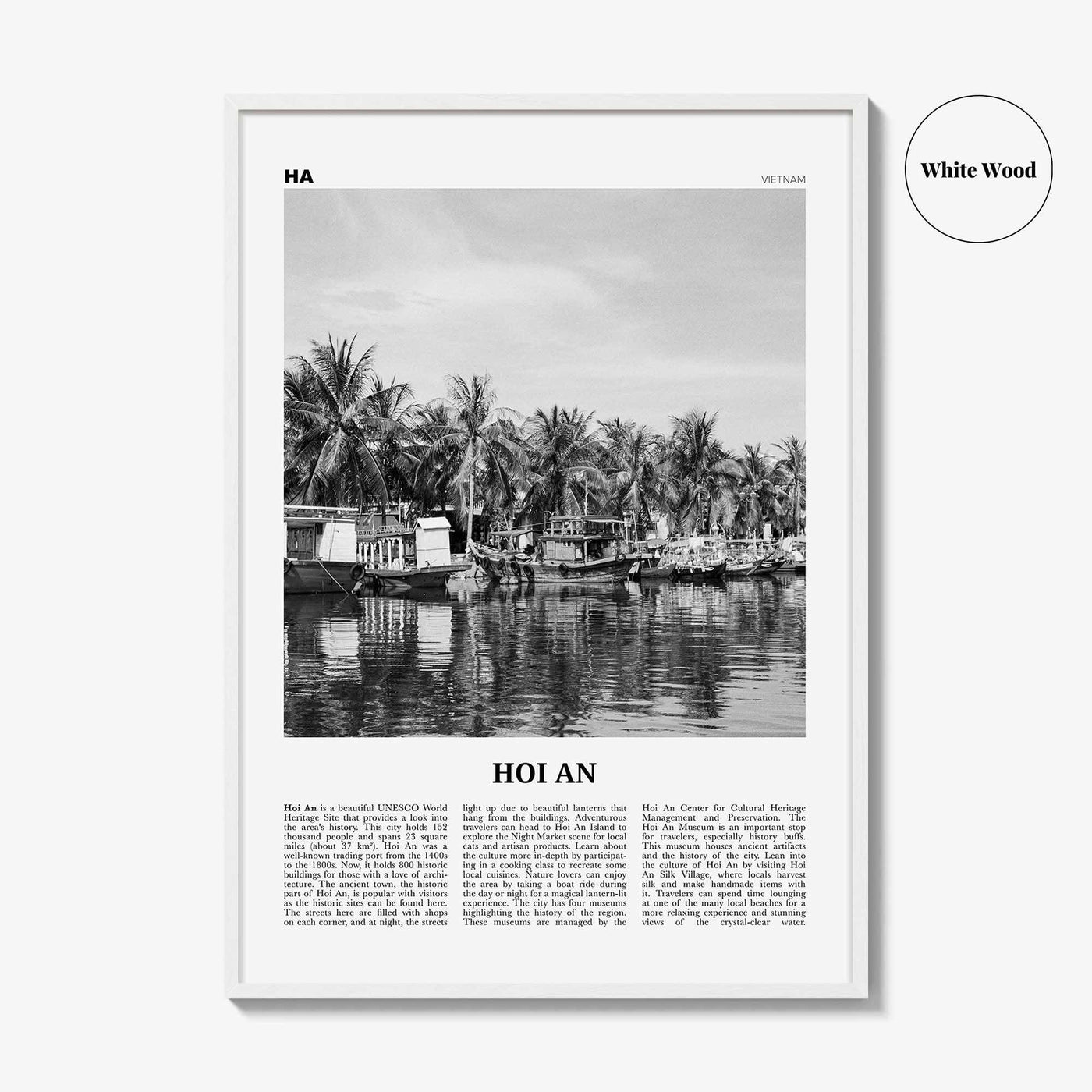 Hoi An Print Black and White, Hoi An Wall Art, Hoi An Poster, Hoi An Photo, Hoi An Wall Décor, Hoi An Map, Vietnam