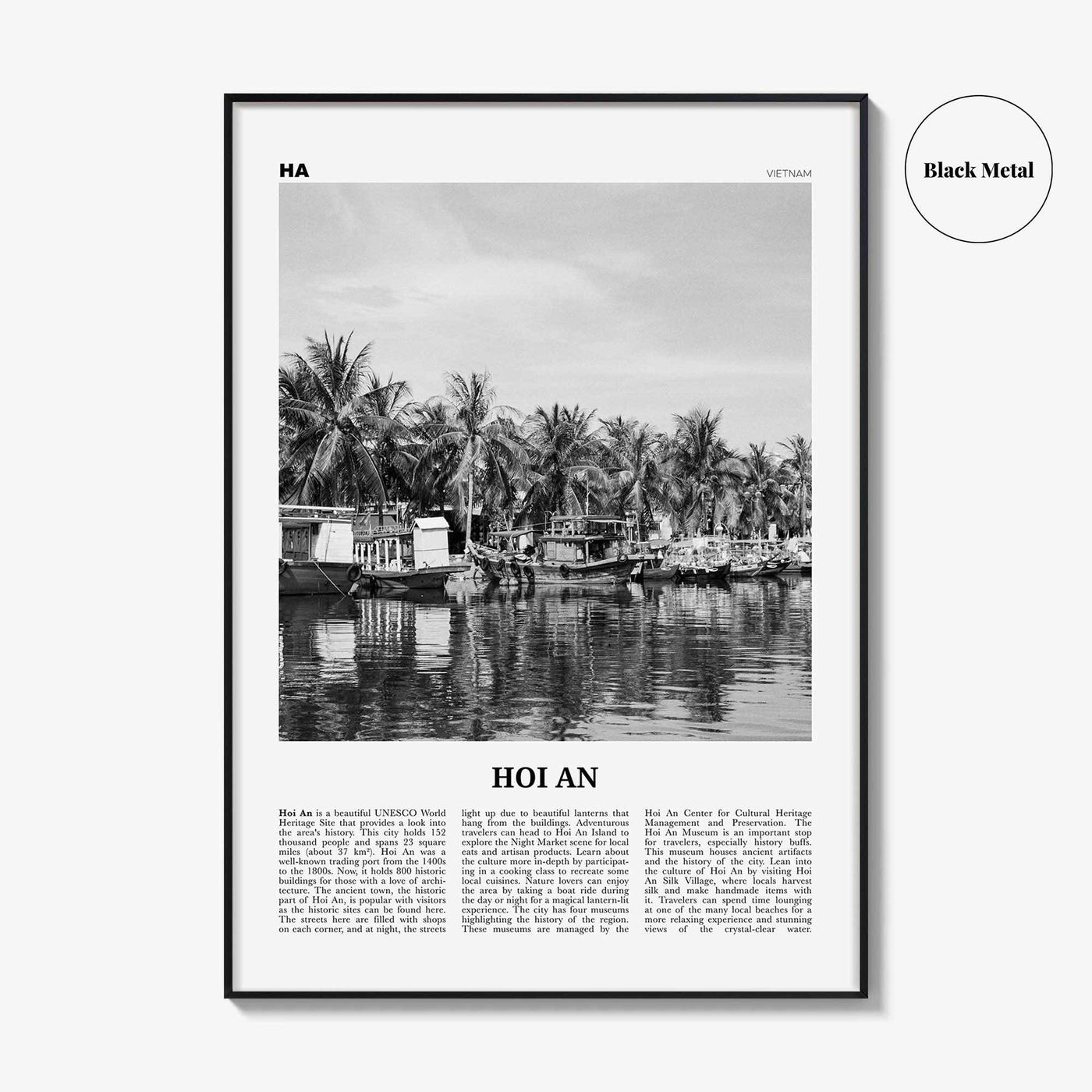 Hoi An Print Black and White, Hoi An Wall Art, Hoi An Poster, Hoi An Photo, Hoi An Wall Décor, Hoi An Map, Vietnam