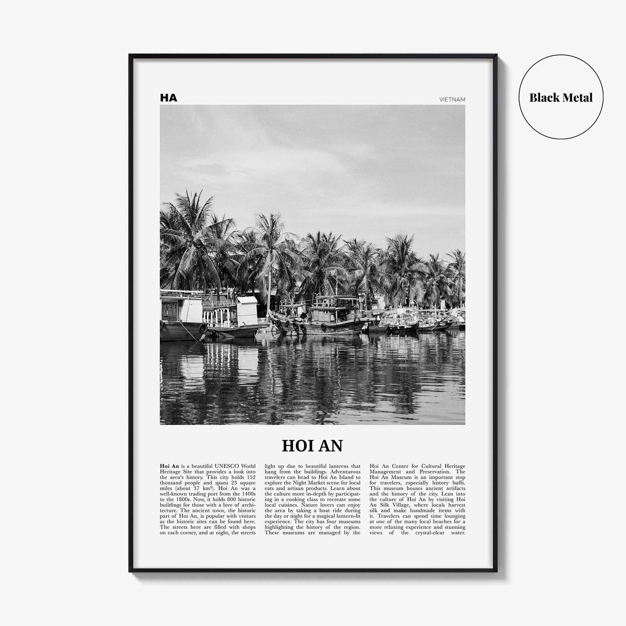 Hoi An Print Black and White, Hoi An Wall Art, Hoi An Poster, Hoi An Photo, Hoi An Wall Décor, Hoi An Map, Vietnam