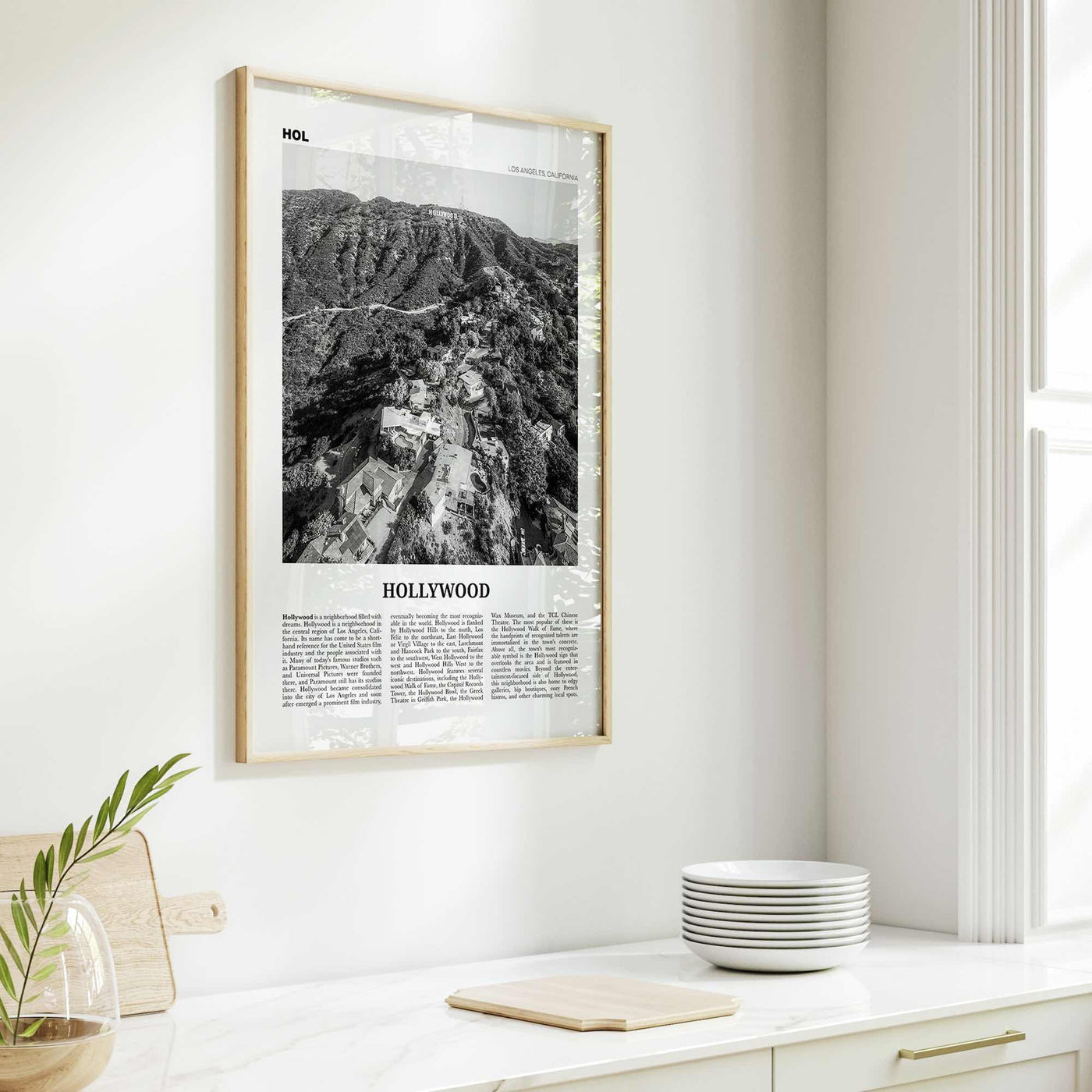 Hollywood Print Black and White, Hollywood Wall Art, Hollywood Poster, Hollywood, Los Angeles, California, USA, United States, North America