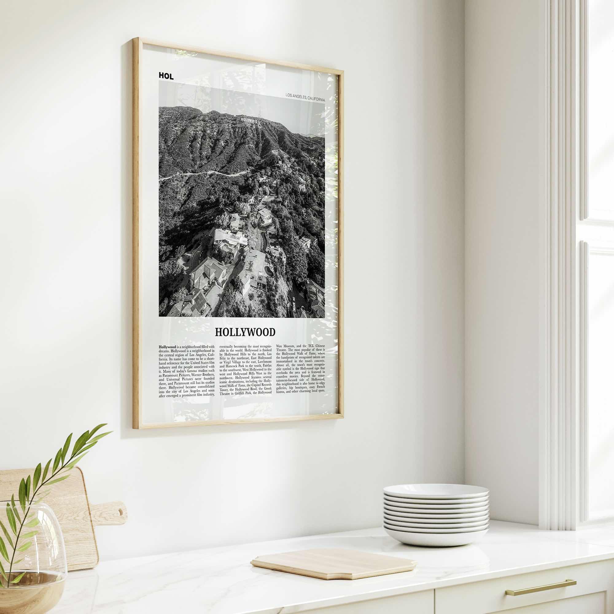 Hollywood Print Black and White, Hollywood Wall Art, Hollywood Poster, Hollywood, Los Angeles, California, USA, United States, North America