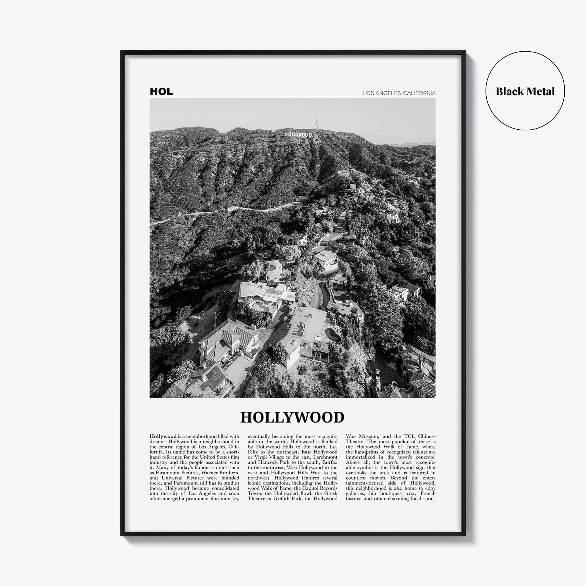 Hollywood Print Black and White, Hollywood Wall Art, Hollywood Poster, Hollywood, Los Angeles, California, USA, United States, North America