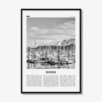 Homer Print Black and White, Homer Wall Art, Homer Poster, Homer Photo, Homer Wall Décor, Homer Map, Alaska, USA