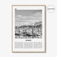 Homer Print Black and White, Homer Wall Art, Homer Poster, Homer Photo, Homer Wall Décor, Homer Map, Alaska, USA