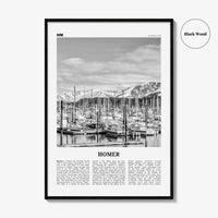 Homer Print Black and White, Homer Wall Art, Homer Poster, Homer Photo, Homer Wall Décor, Homer Map, Alaska, USA