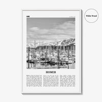 Homer Print Black and White, Homer Wall Art, Homer Poster, Homer Photo, Homer Wall Décor, Homer Map, Alaska, USA