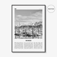Homer Print Black and White, Homer Wall Art, Homer Poster, Homer Photo, Homer Wall Décor, Homer Map, Alaska, USA