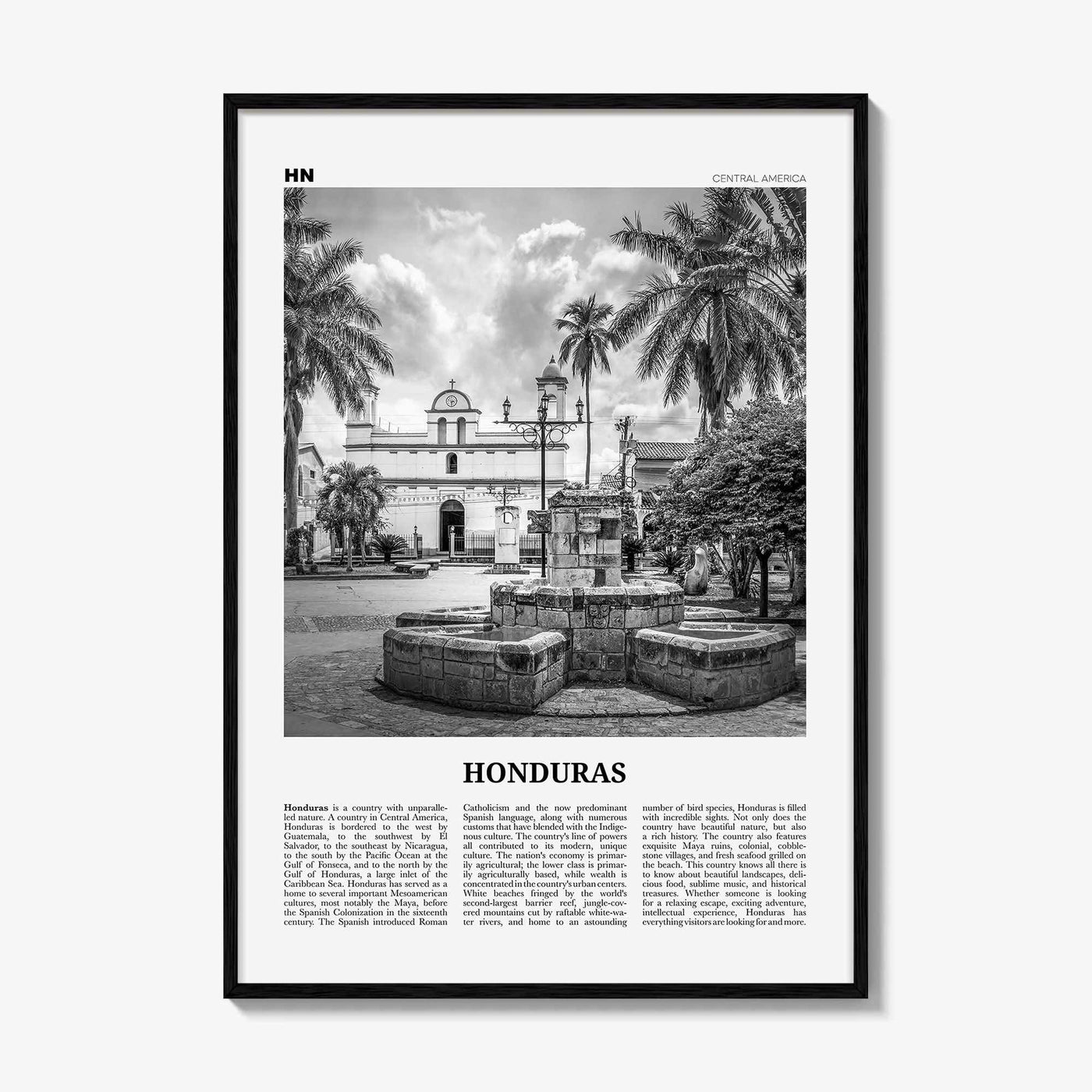Honduras Print Black and White No 2, Honduras Wall Art, Honduras Poster, Honduras Photo, Honduras Wall Decor, Tegucigalpa, Central America