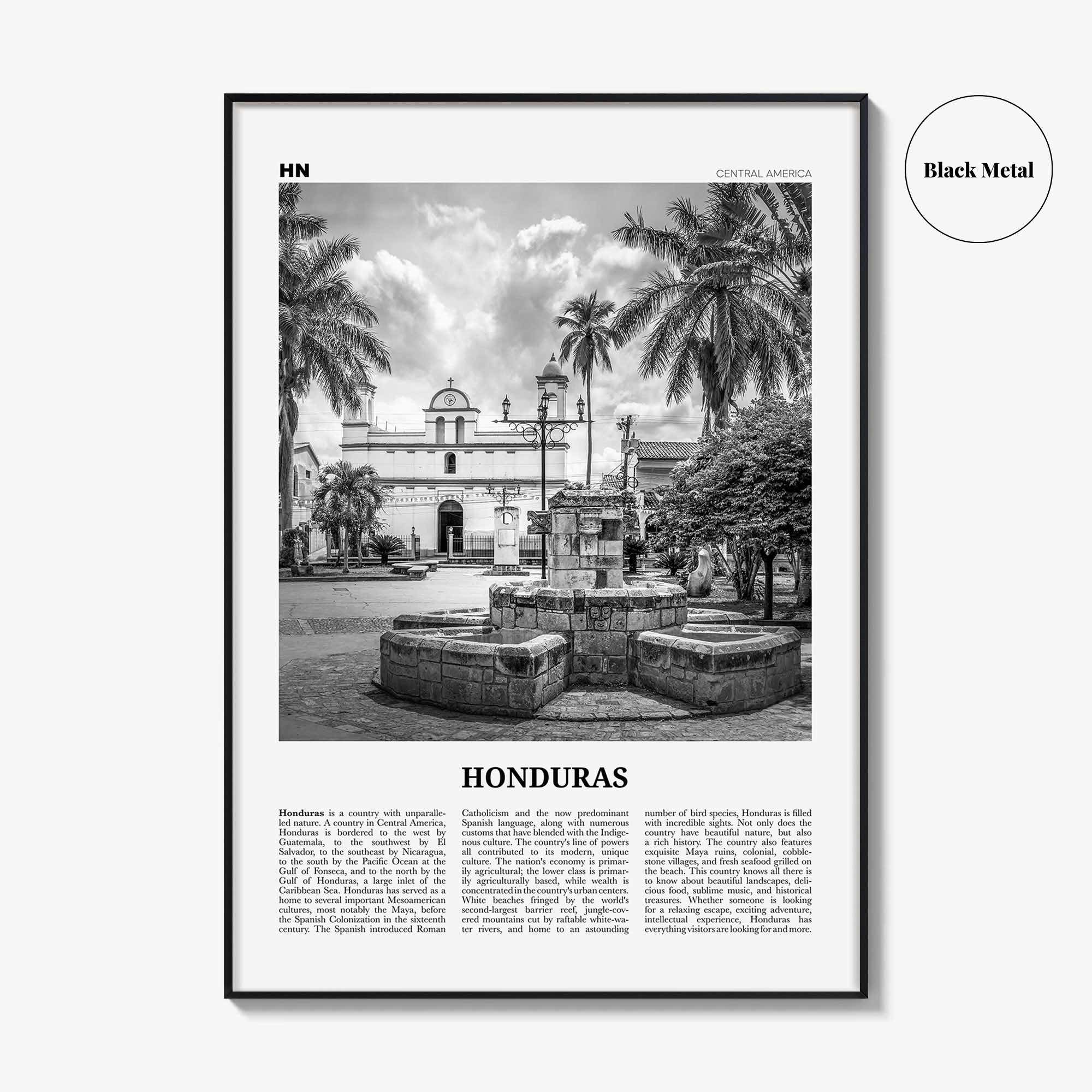 Honduras Print Black and White No 2, Honduras Wall Art, Honduras Poster, Honduras Photo, Honduras Wall Decor, Tegucigalpa, Central America