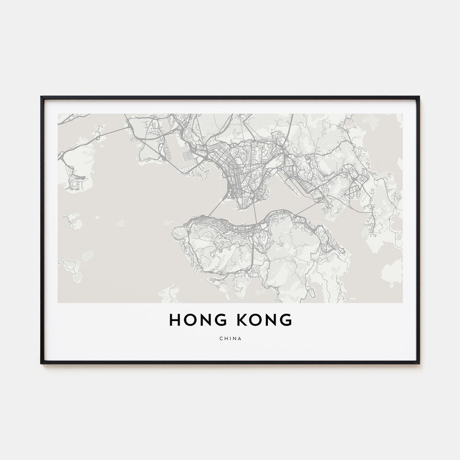Hong Kong Map Landscape Poster