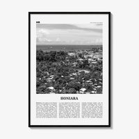 Honiara Print Black and White, Honiara Wall Art, Honiara Poster, Honiara Photo, Honiara Wall Décor, Honiara Map, Solomon Islands