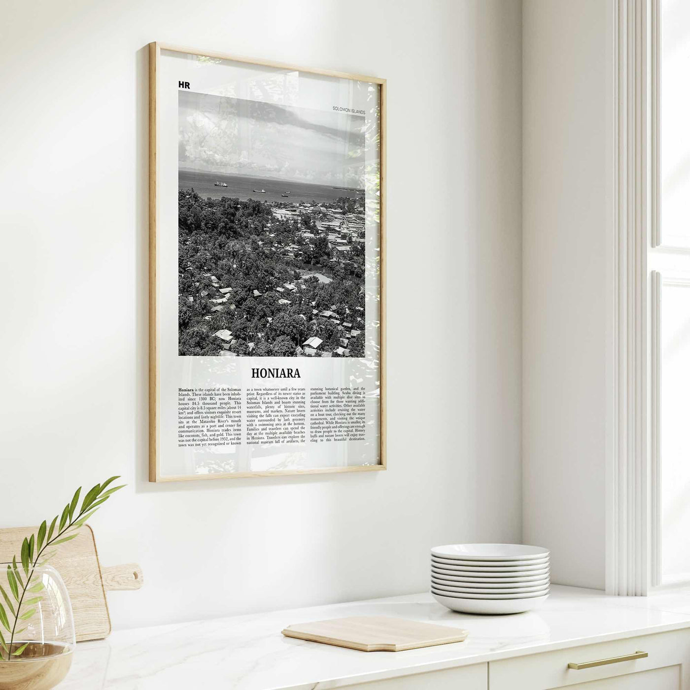 Honiara Print Black and White, Honiara Wall Art, Honiara Poster, Honiara Photo, Honiara Wall Décor, Honiara Map, Solomon Islands