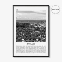 Honiara Print Black and White, Honiara Wall Art, Honiara Poster, Honiara Photo, Honiara Wall Décor, Honiara Map, Solomon Islands