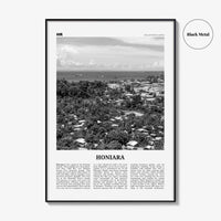 Honiara Print Black and White, Honiara Wall Art, Honiara Poster, Honiara Photo, Honiara Wall Décor, Honiara Map, Solomon Islands