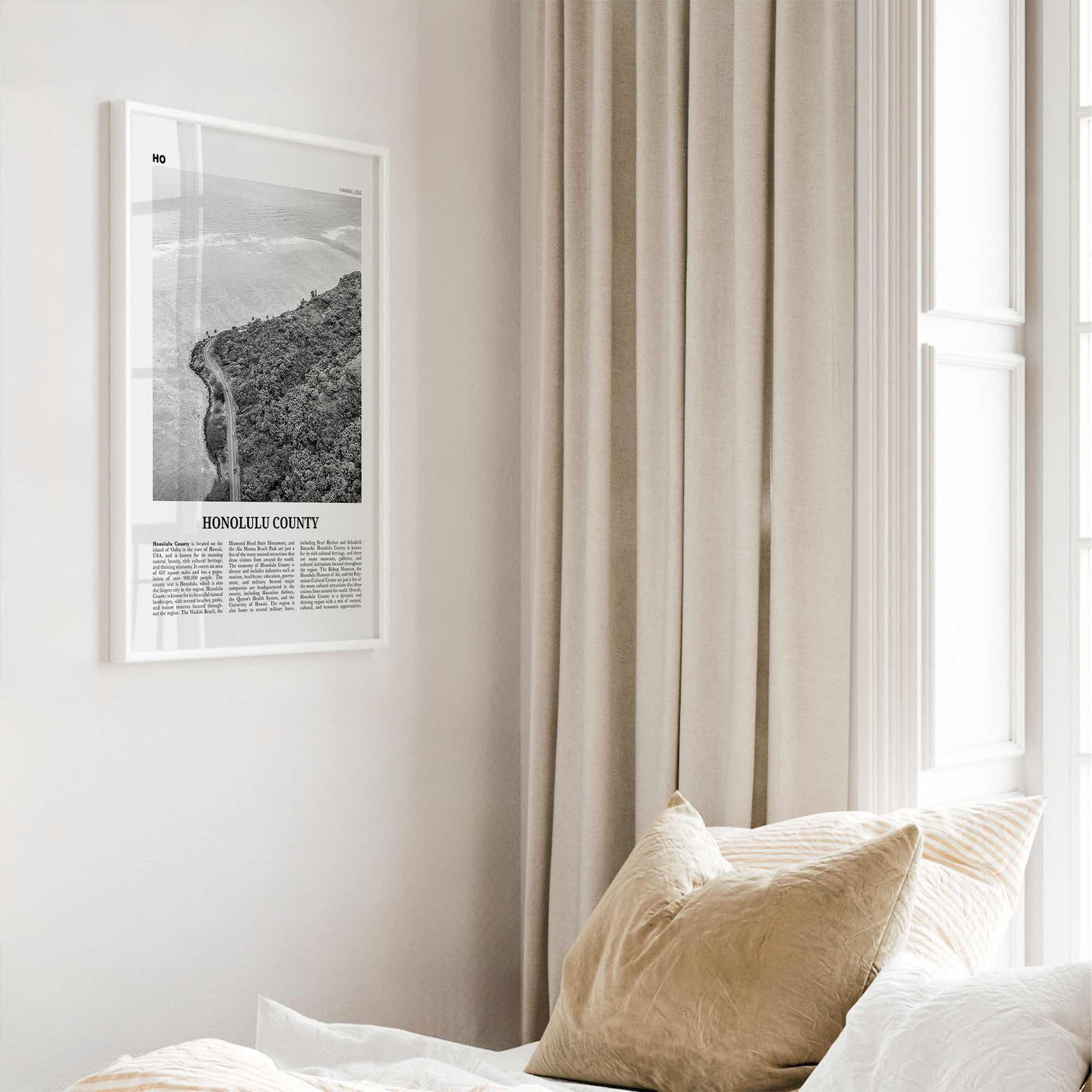 Honolulu County Print Black and White, Honolulu County Wall Art, Honolulu County Poster, Honolulu Photo, Honolulu Wall Décor, Honolulu Map