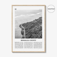 Honolulu County Print Black and White, Honolulu County Wall Art, Honolulu County Poster, Honolulu Photo, Honolulu Wall Décor, Honolulu Map