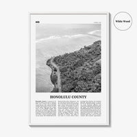 Honolulu County Print Black and White, Honolulu County Wall Art, Honolulu County Poster, Honolulu Photo, Honolulu Wall Décor, Honolulu Map