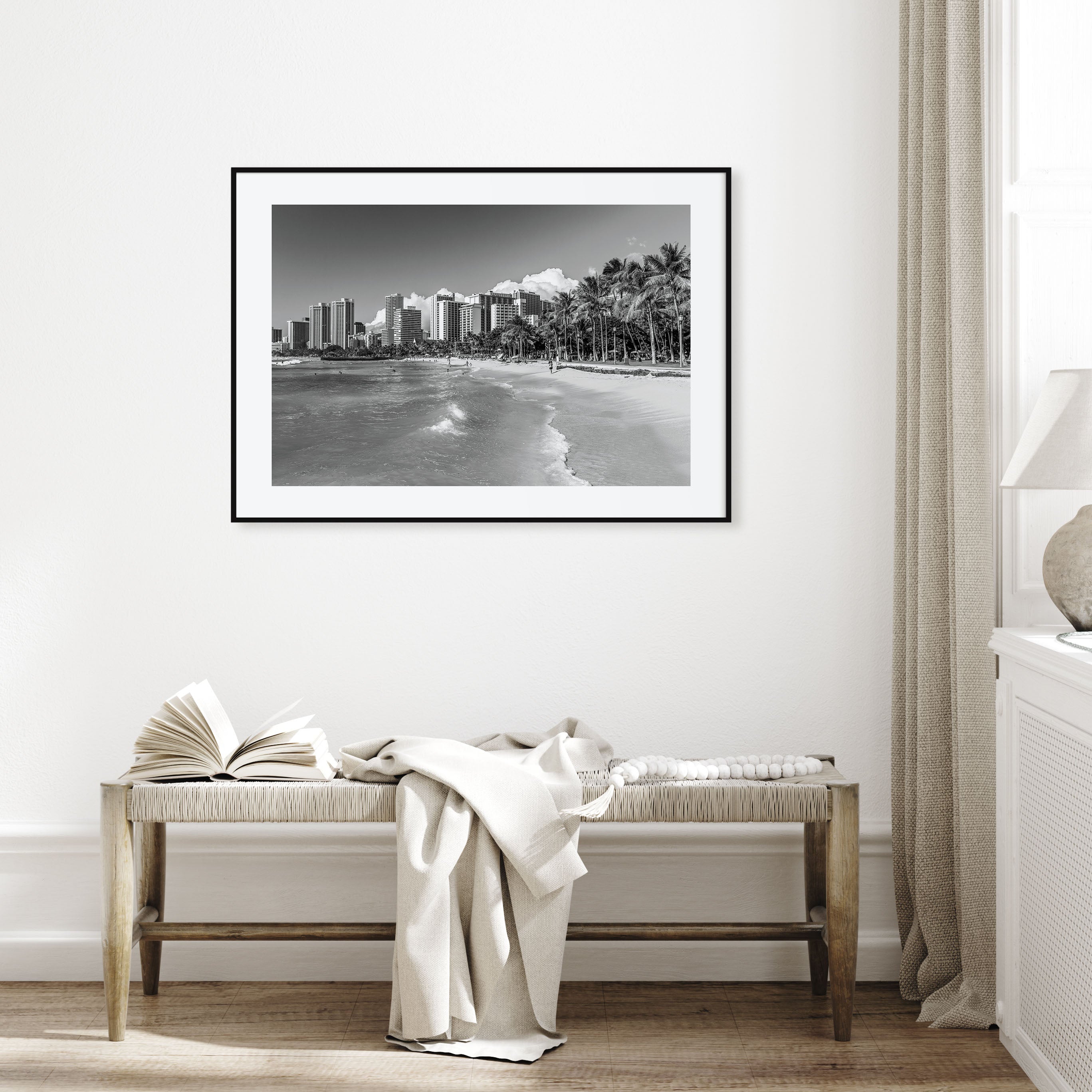Honolulu Landscape B&W Poster