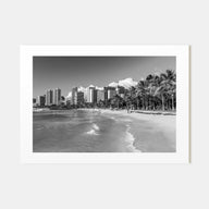 Honolulu Landscape B&W Poster