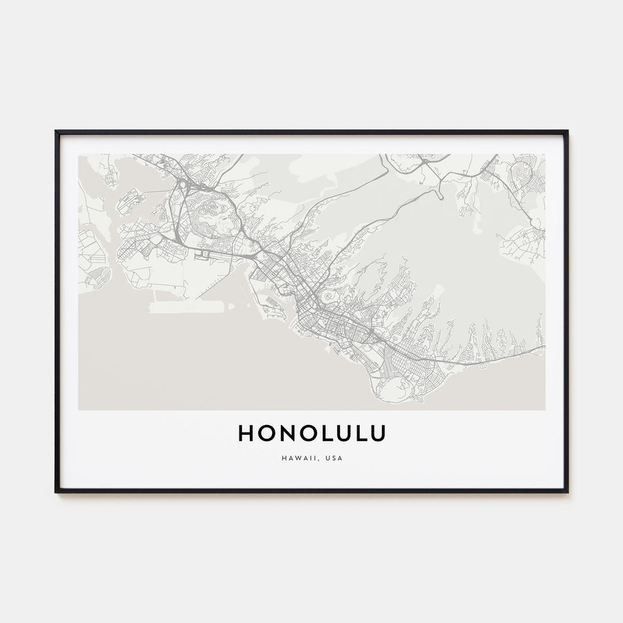 Honolulu Map Landscape Poster