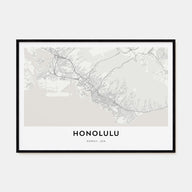 Honolulu Map Landscape Poster