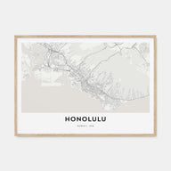 Honolulu Map Landscape Poster