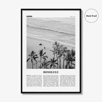 Honolulu Print Black and White No 1, Honolulu Wall Art, Honolulu Poster, Honolulu Photo, Honolulu Wall Decor, Hawaii, O'ahu, Oahu