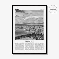 Honolulu Print Black and White No 2, Honolulu Wall Art, Honolulu Poster, Honolulu Photo, Honolulu Wall Decor, Hawaii, O'ahu, Oahu