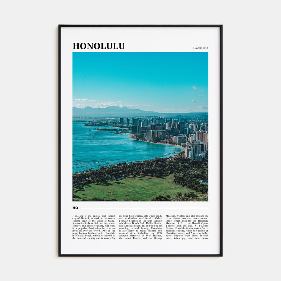 Honolulu Travel Color Poster