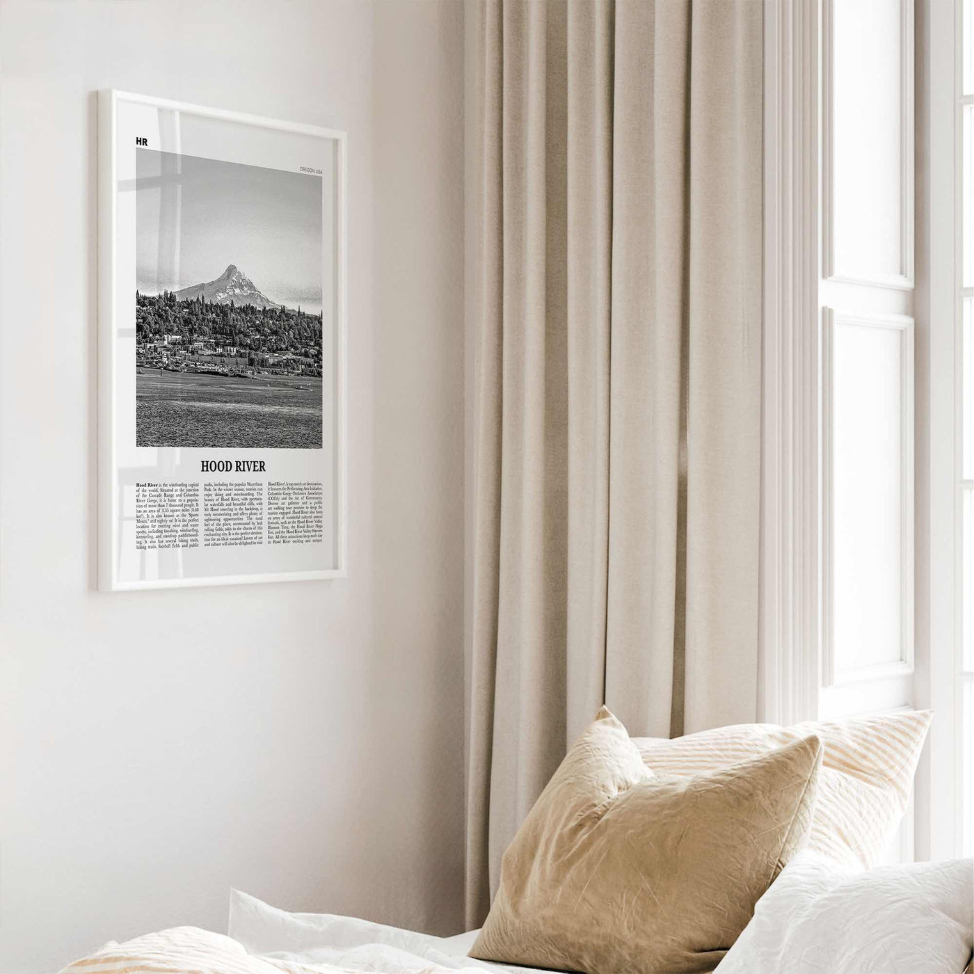 Hood River Print Black and White, Hood River Wall Art, Hood River Poster, Hood River Photo, Hood River Map, Hood River Wall Decor, Oregon