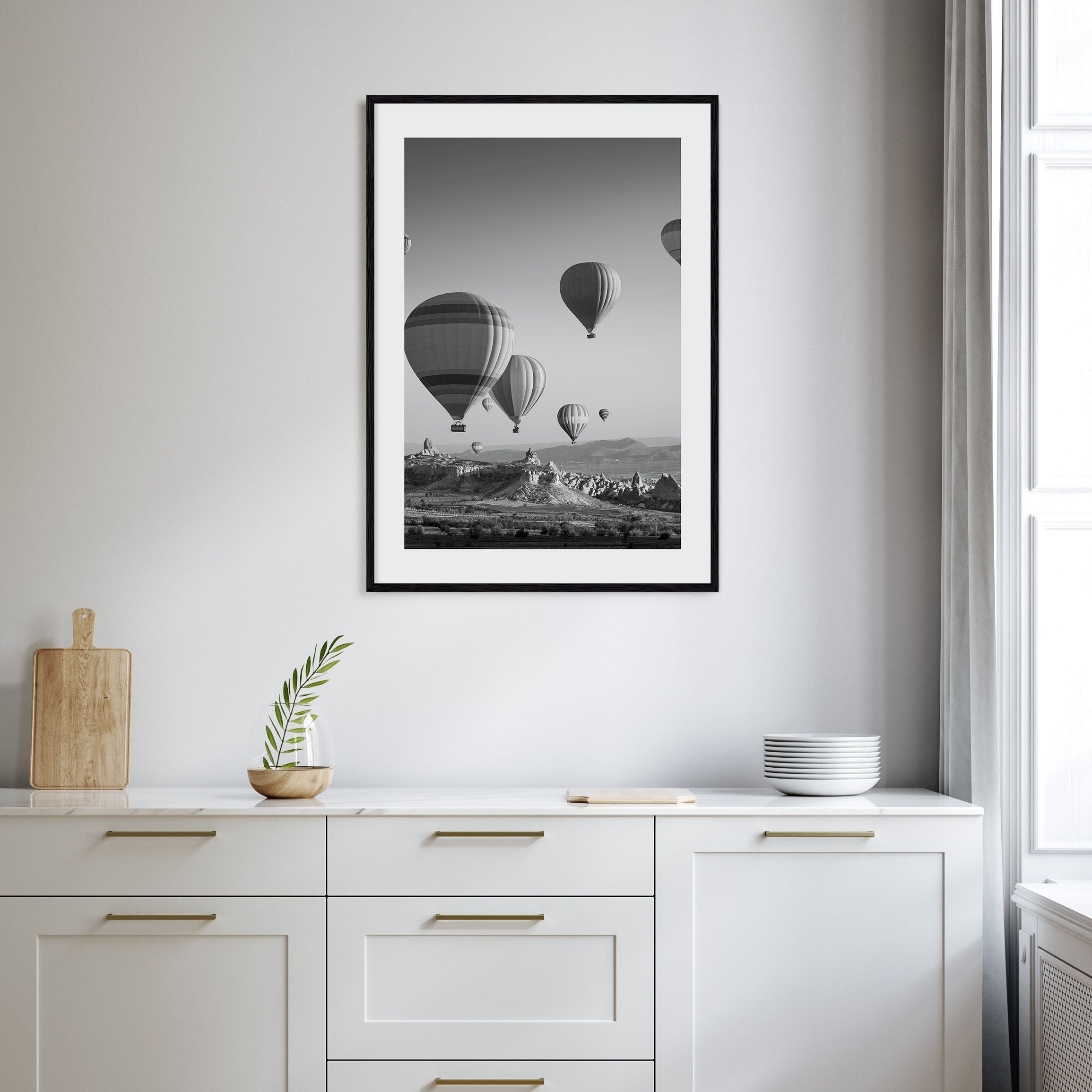 Hot Air Balloon Photo B&W Poster